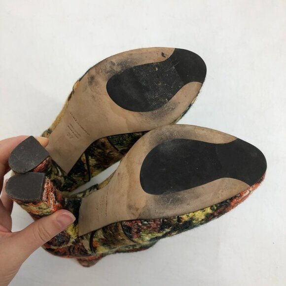 Dolce & Gabbana floral tapestry  jacquard yellow red heeled ankle boots 37 - Picture 9 of 16